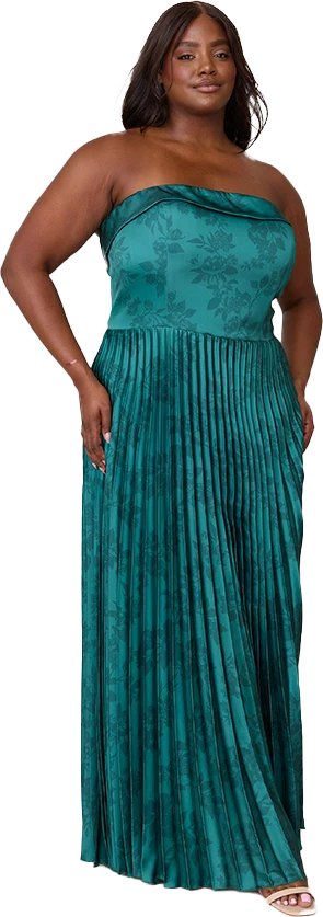 Saylor Satin Pleated Floral Print Dress | Made To Order - Image 49
