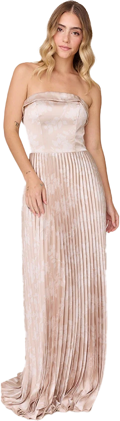 Saylor Satin Pleated Floral Print Dress | Made To Order - Image 51