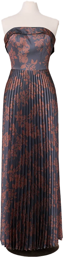 Saylor Satin Pleated Floral Print Dress | Made To Order - Image 55