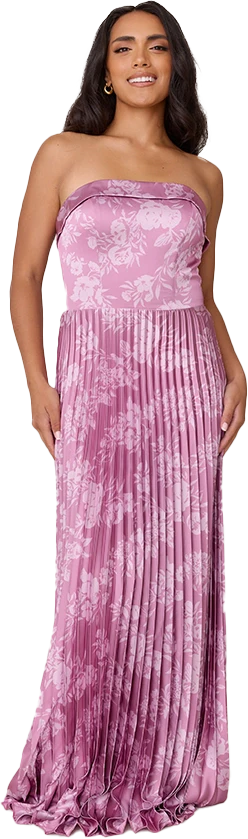 Saylor Satin Pleated Floral Print Dress | Made To Order - Image 56