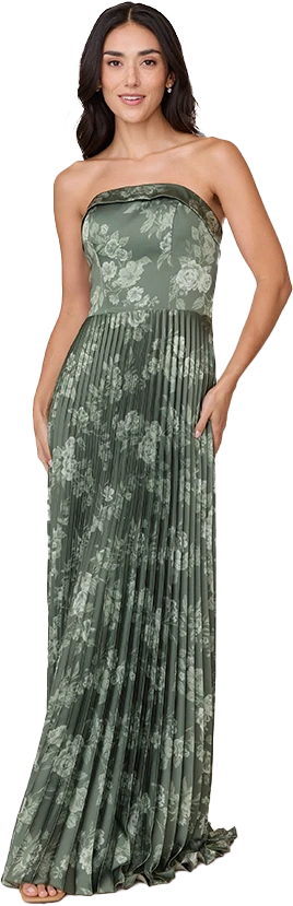Saylor Satin Pleated Floral Print Dress | Made To Order - Image 57
