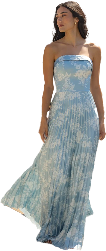 Saylor Satin Pleated Floral Print Dress | Made To Order - Image 62