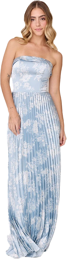 Saylor Satin Pleated Floral Print Dress | Made To Order - Image 63