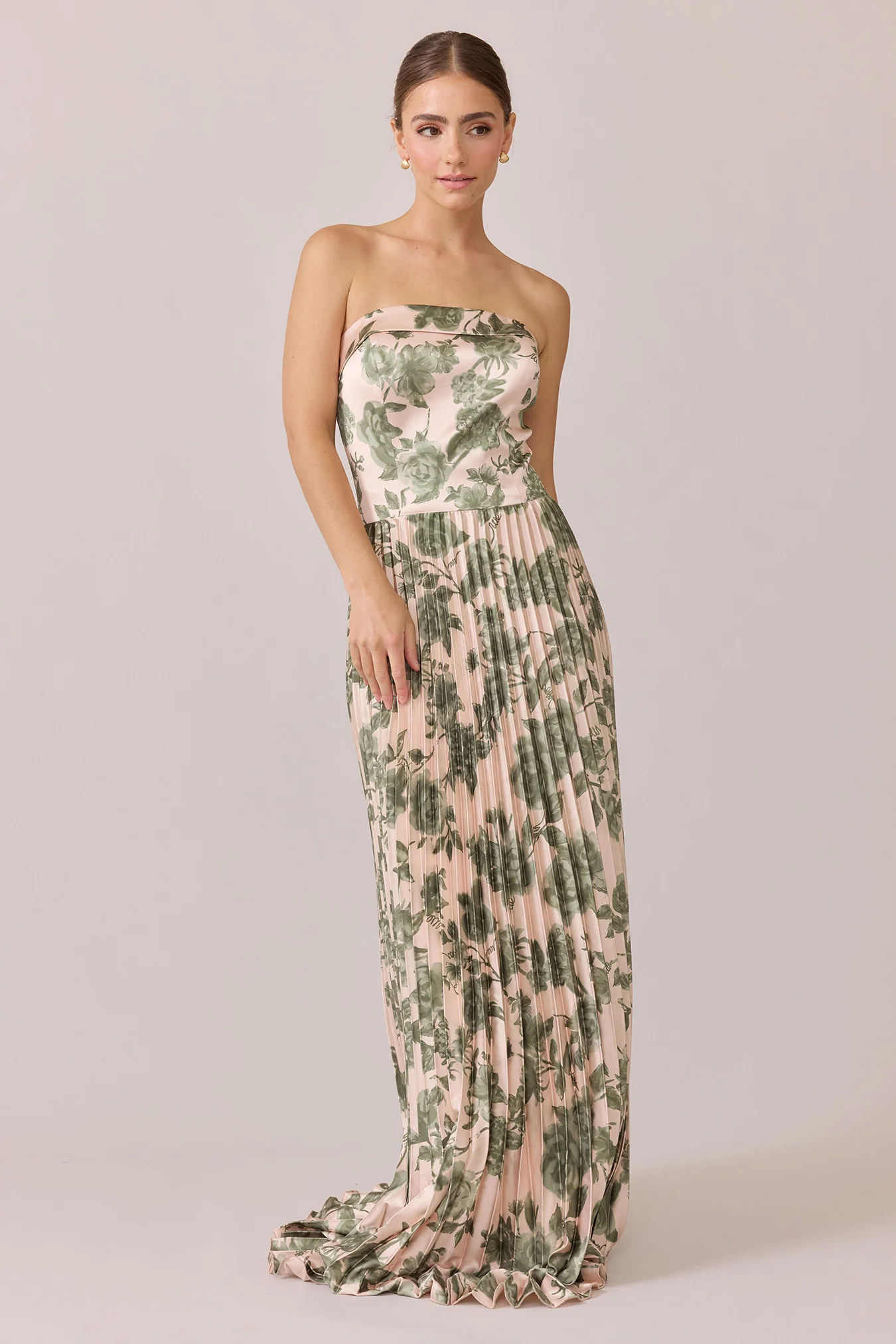 Saylor Satin Pleated Floral Print Dress | Made To Order - Image 66