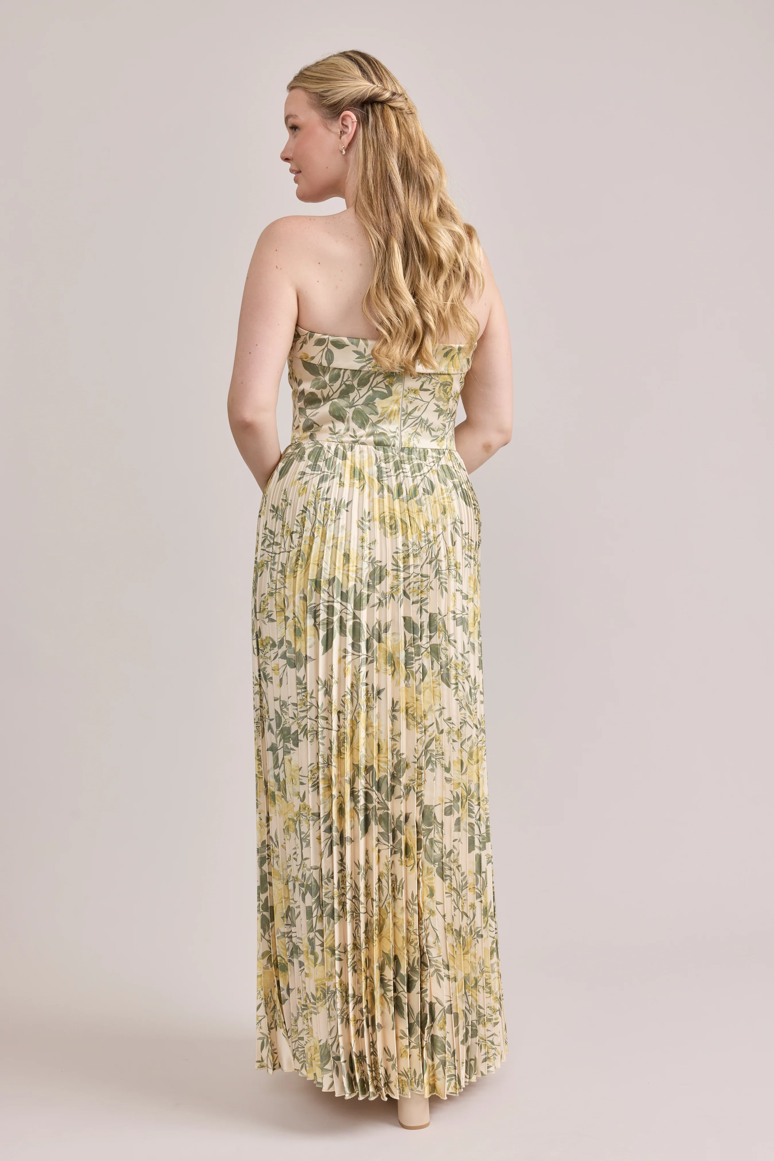 Saylor Satin Pleated Floral Print Dress | Made To Order - Image 71