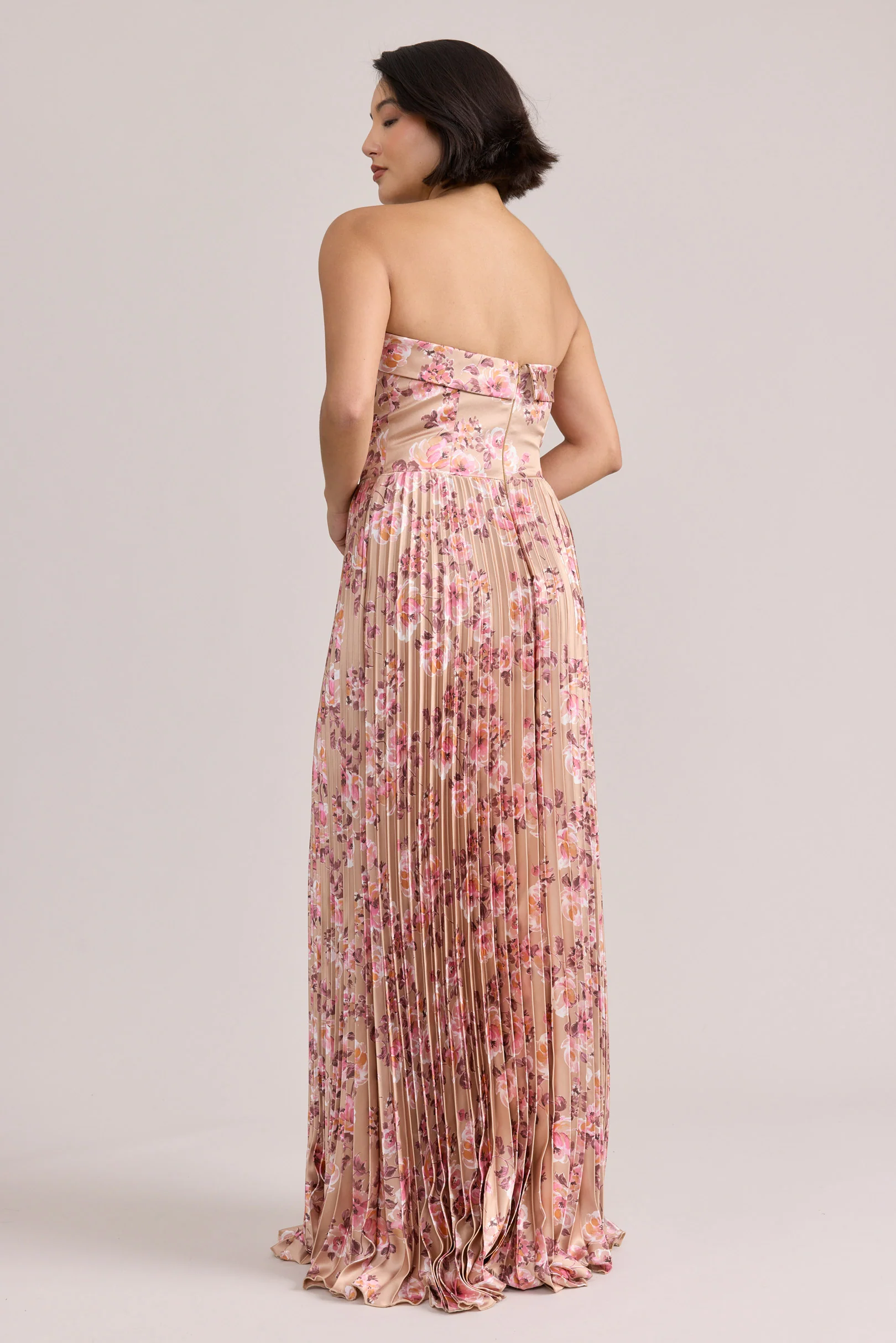 Saylor Satin Pleated Floral Print Dress | Made To Order - Image 94
