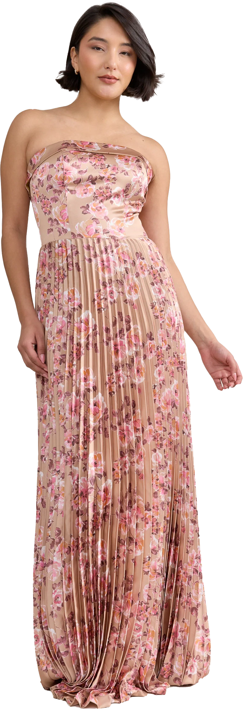 Saylor Satin Pleated Floral Print Dress | Made To Order - Image 97