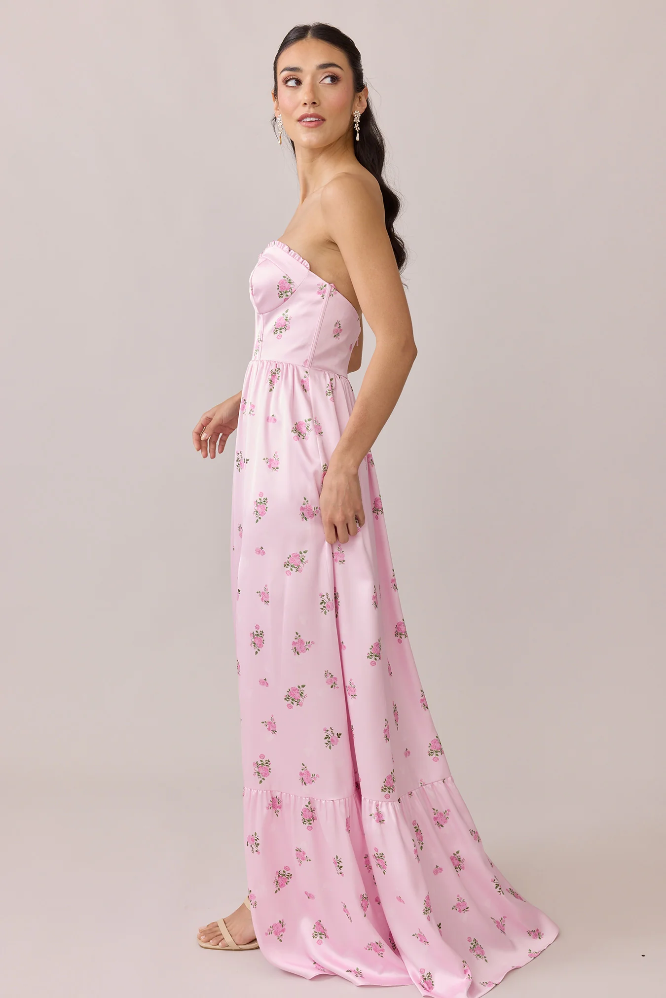 Valentina Satin Floral Print Dress | Made To Order - Image 4