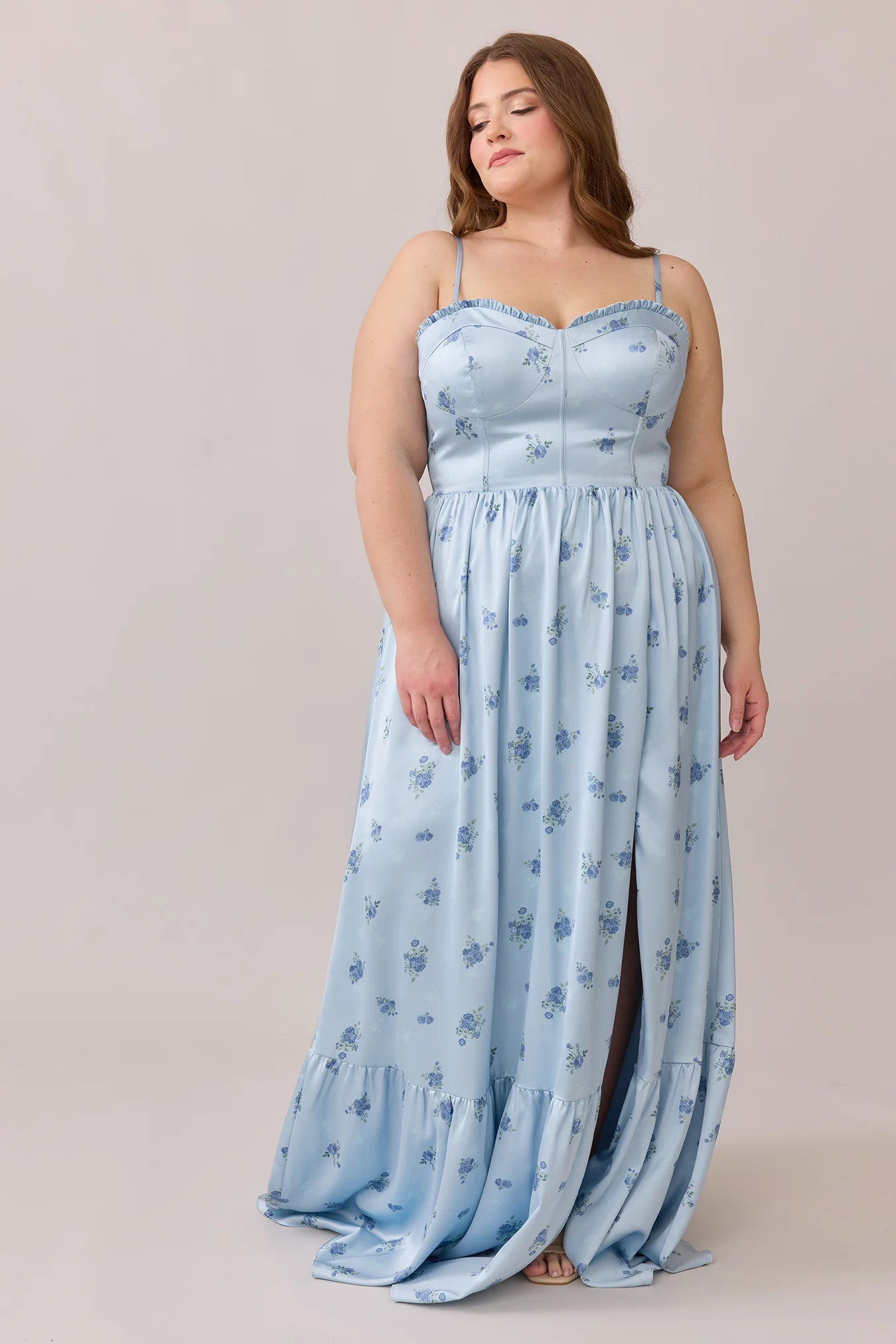 Valentina Satin Floral Print Dress | Made To Order - Image 49