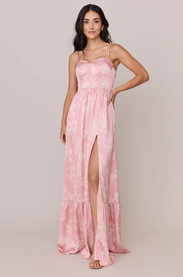 Valentina Satin Floral Print Dress | Made To Order - Image 9