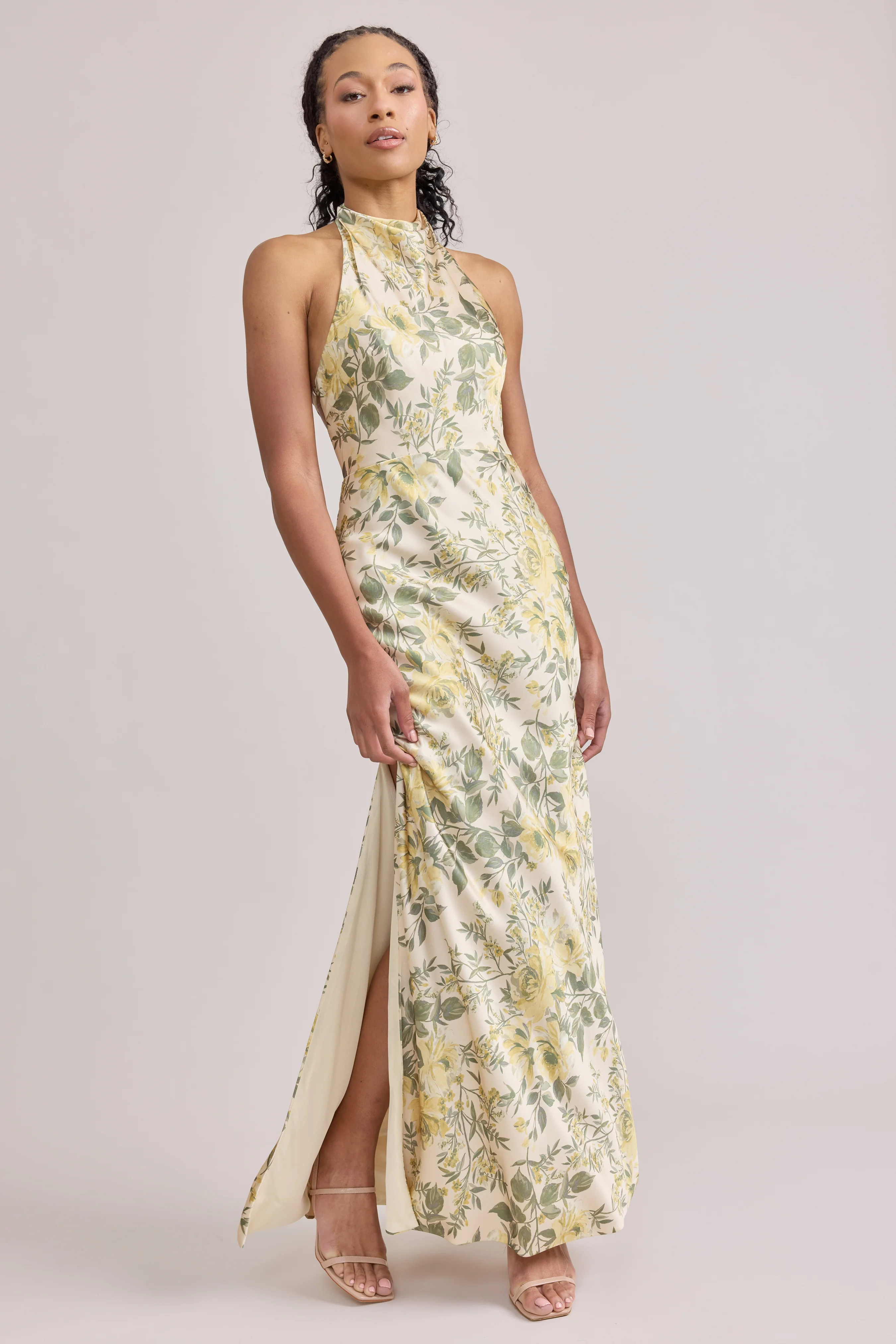 Veronica Satin Floral Print Dress | Made To Order - Image 73