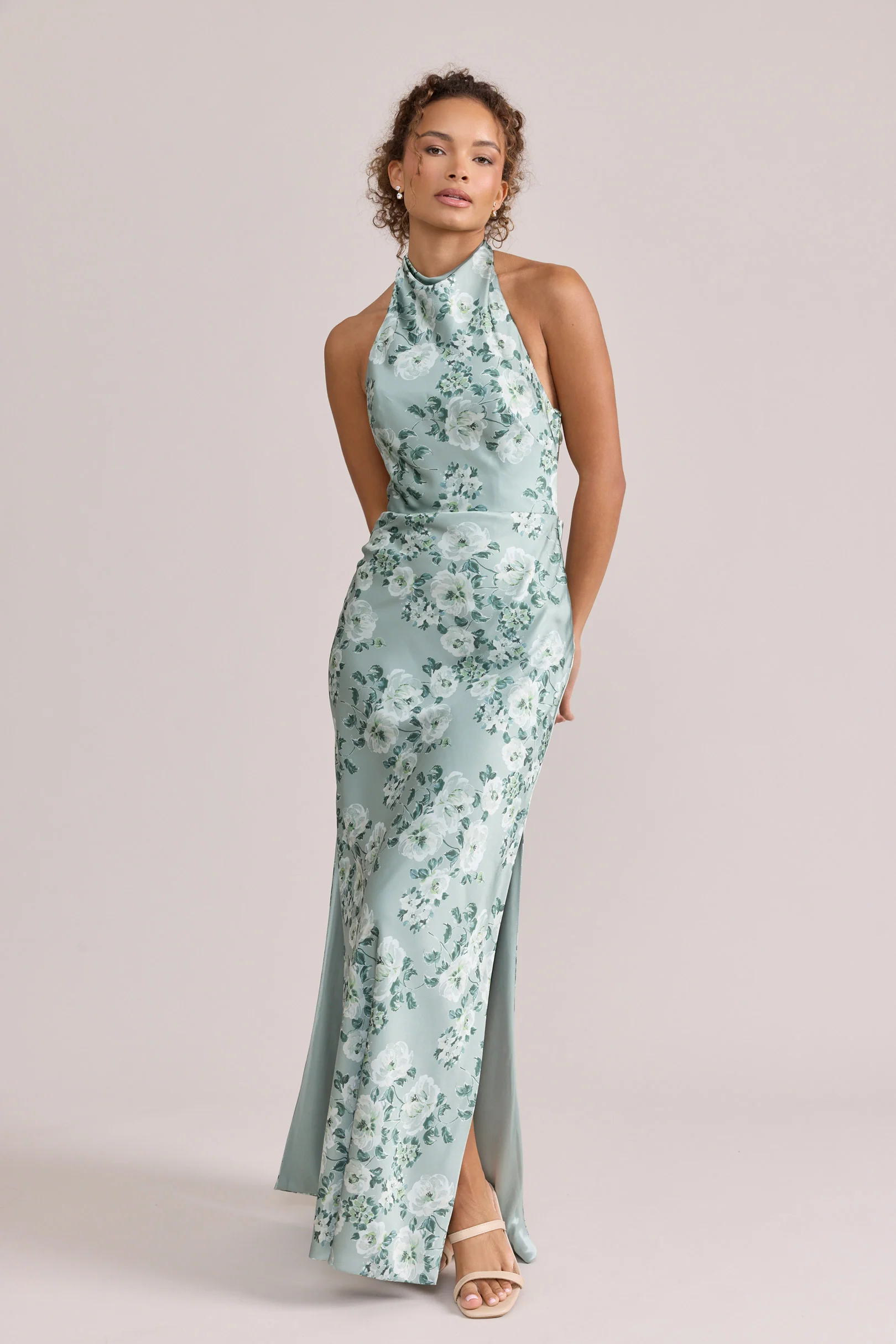 Veronica Satin Floral Print Dress | Made To Order - Image 89