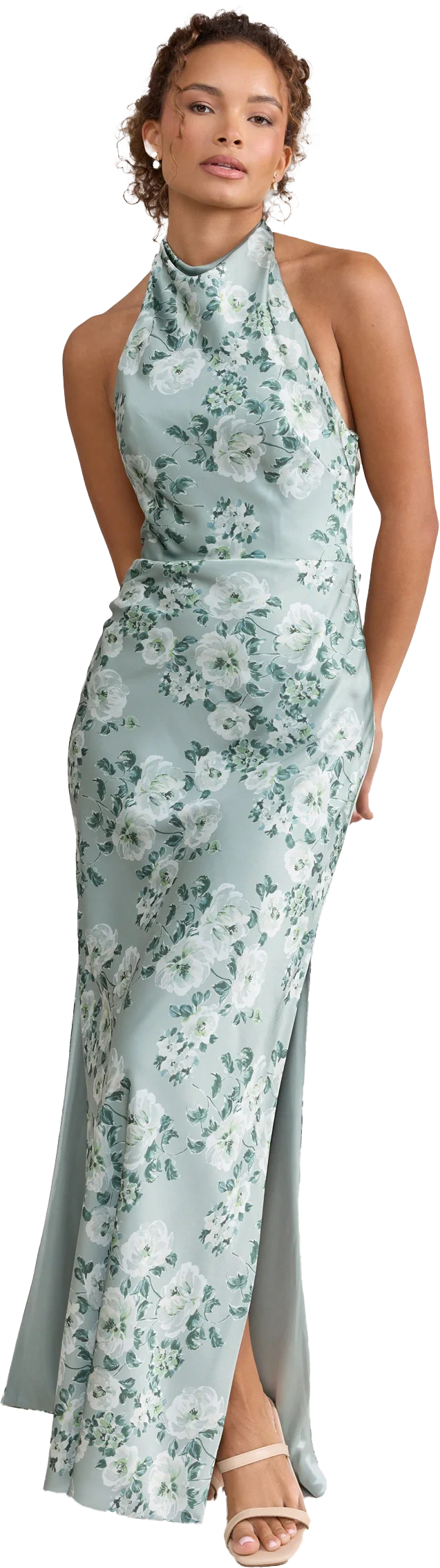 Veronica Satin Floral Print Dress | Made To Order - Image 92