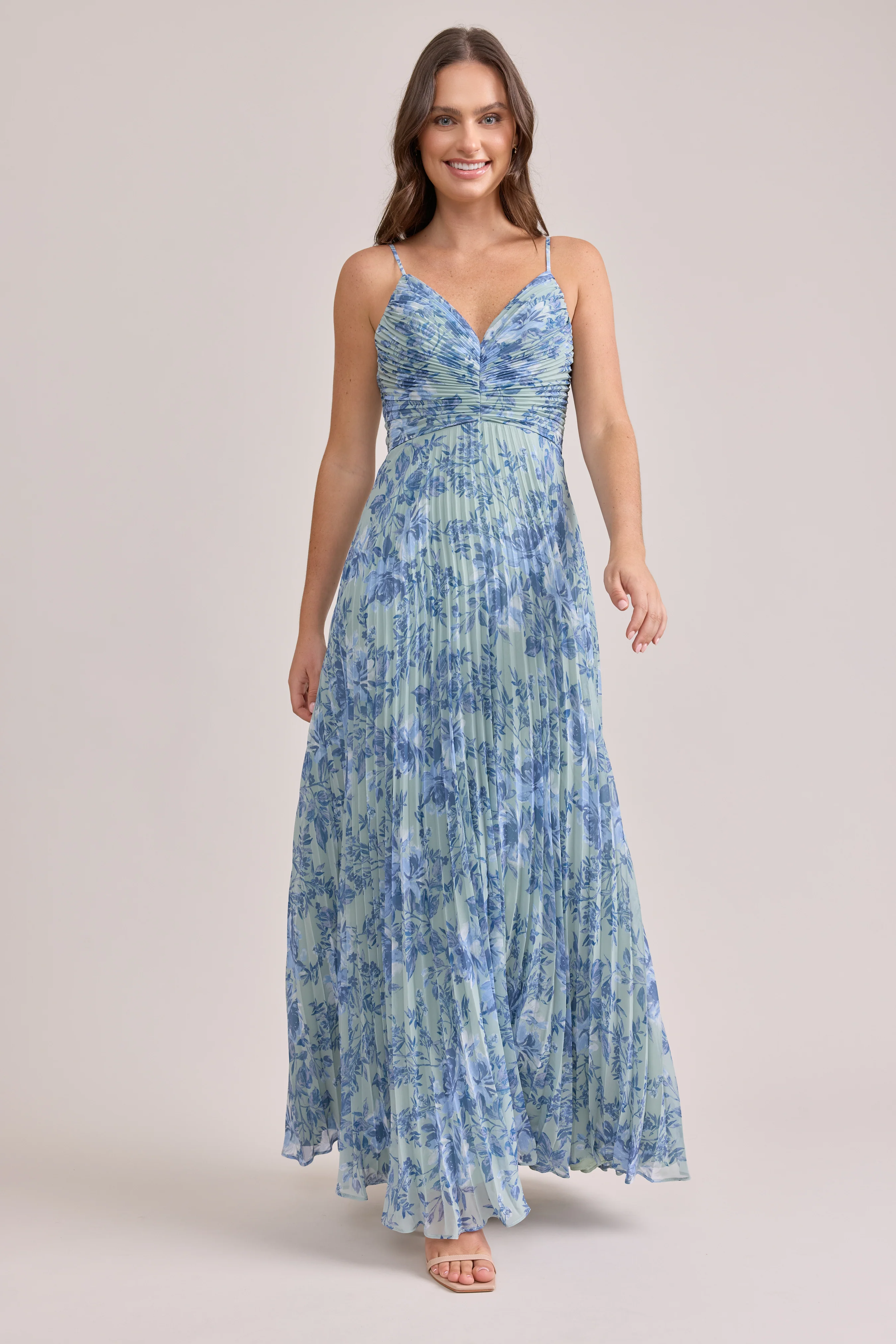 Vivian Chiffon Pleated Floral Print Dress | Made To Order - Image 18