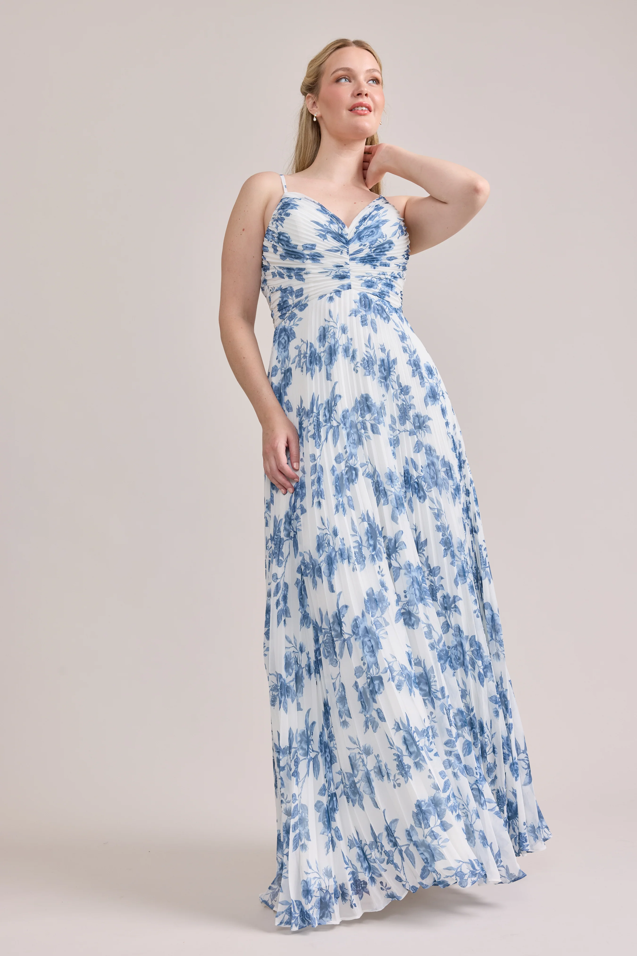 Vivian Chiffon Pleated Floral Print Dress | Made To Order - Image 5