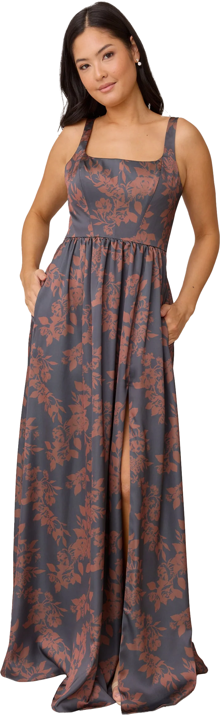 Whitney Satin Floral Print Dress | Made To Order - Image 102