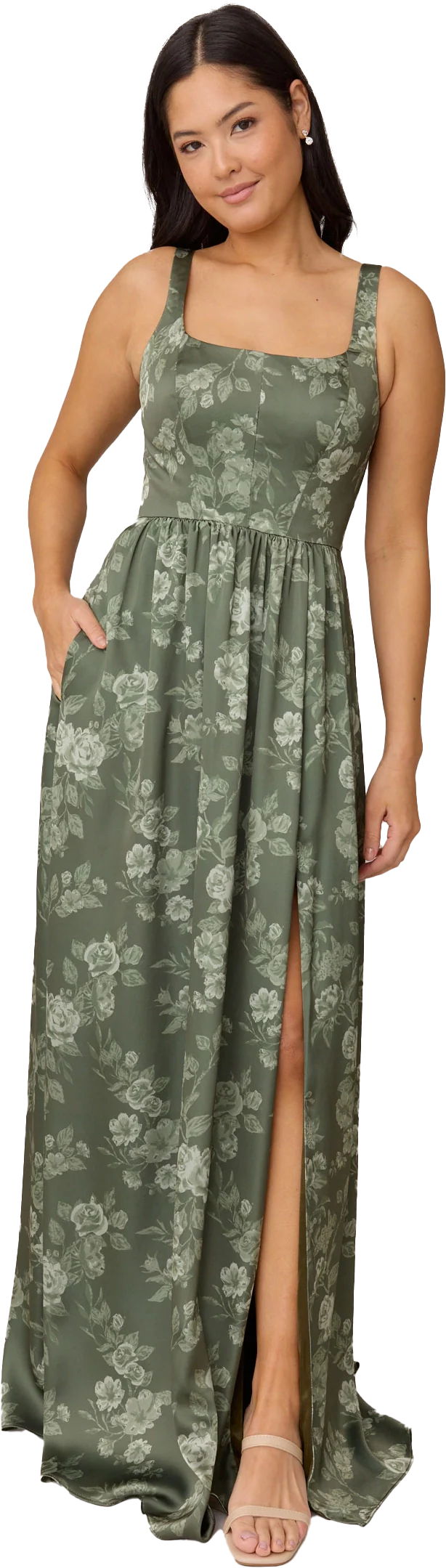 Whitney Satin Floral Print Dress | Made To Order - Image 104