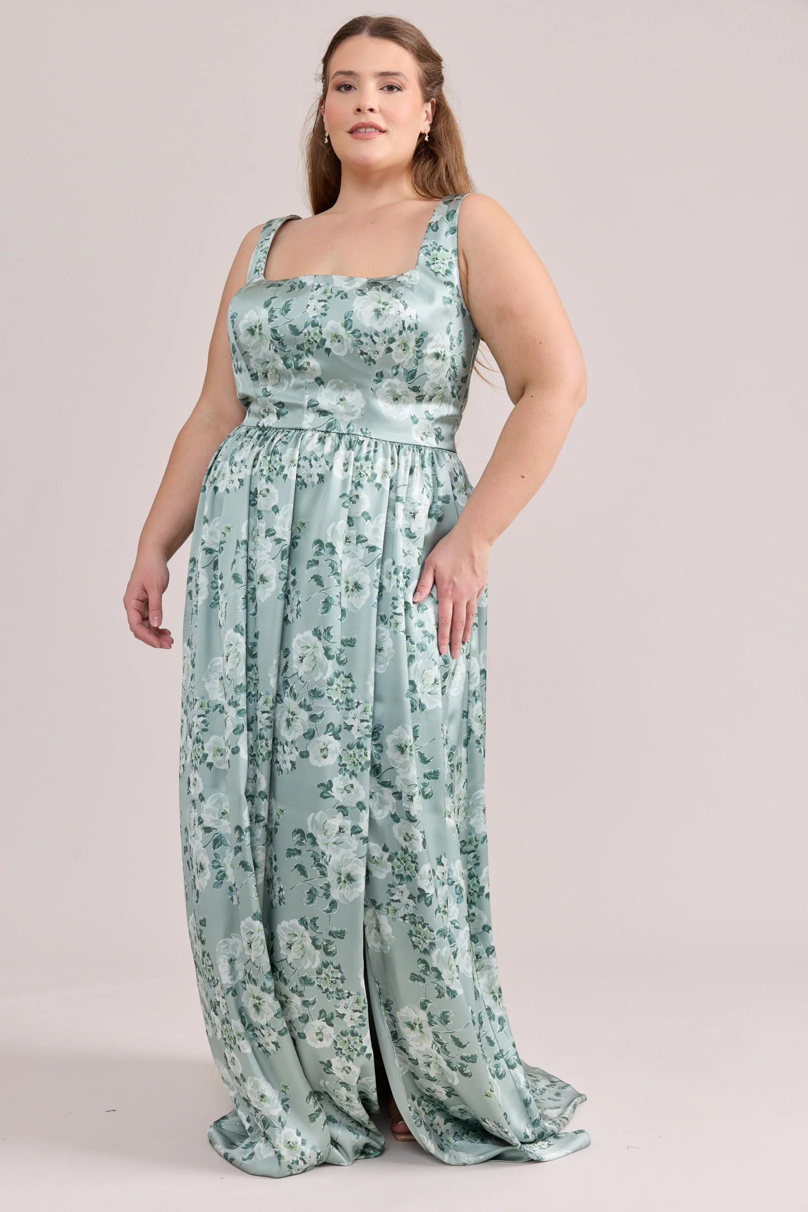 Whitney Satin Floral Print Dress | Made To Order - Image 141