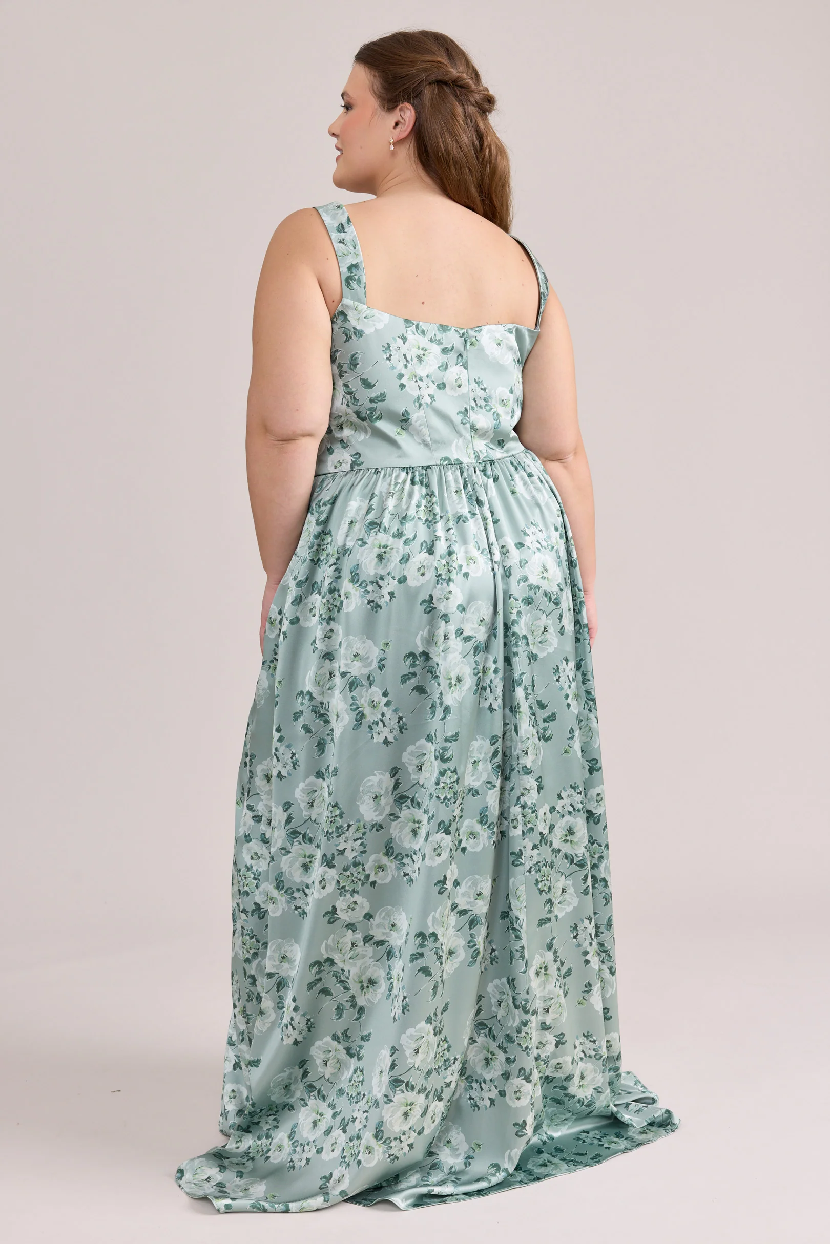 Whitney Satin Floral Print Dress | Made To Order - Image 142