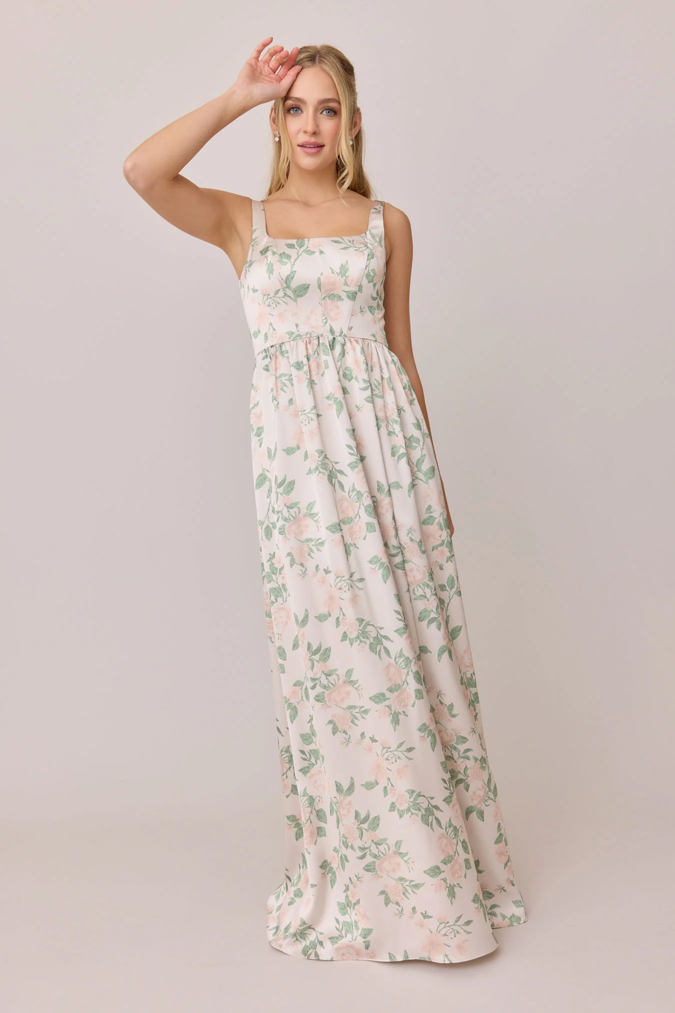 Whitney Satin Floral Print Dress | Made To Order - Image 84
